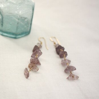 Rough Rock Spinel Pierced Earrings w/ 14KGF　【Grape】の画像