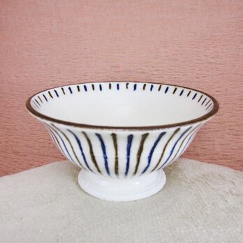 陶器ご飯茶碗（中）十草模様（青・茶）の画像