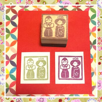 ✤桃の節句はんこ〓【お雛様】3㎝四方の画像