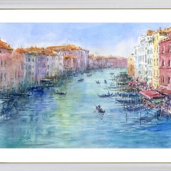 水彩画原画　リアルト橋からの大運河の画像
