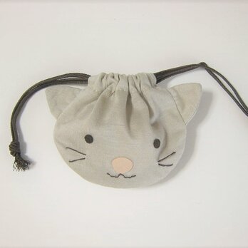 可愛い子ねこのミニ巾着（ベージュ）