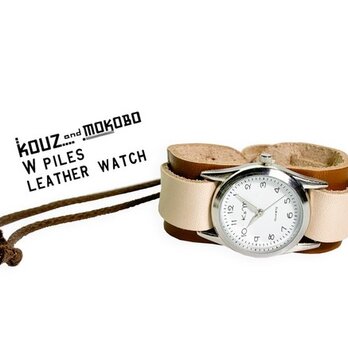 ▲WPILES 経年変化が愉しみになるバイカラー「Wパイルズ 腕時計」金属アレルギー◎（WPW-BWW-B）の画像