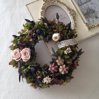 ピンクローズのgreen wreathの画像