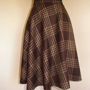 ウールのフレアスカート（茶）
