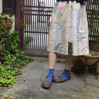 着物リメイク☆粋で可愛い紬のパッチで５月のスカートに♪の画像