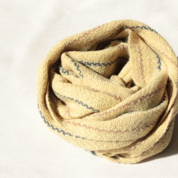 <sold>【カシミヤ・手紡ぎ・手織り】　ニンジンの葉の黄色　クルミの茶の画像