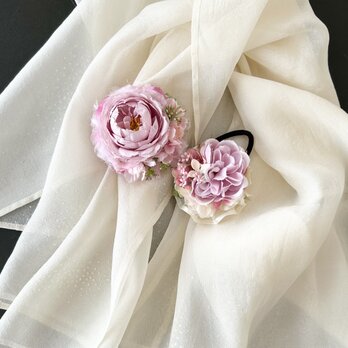 ローズコサージュとヘアゴムのセット