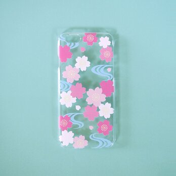 ＜iPhoneハード＞クリアスマホケース【桜と流水】の画像