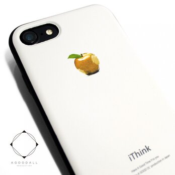 iPhone7/8/iPhoneSE2/iPhoneSE3　軽量レザーケース（ホワイト×ブラック）アップル 黄金のリンゴの画像