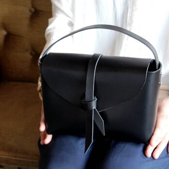 2way leather box bag / 2way レザーボックスバッグ　#黒色の画像