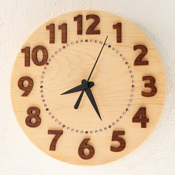 大きな数字で見やすい檜の掛け時計【クオーツ時計】の画像