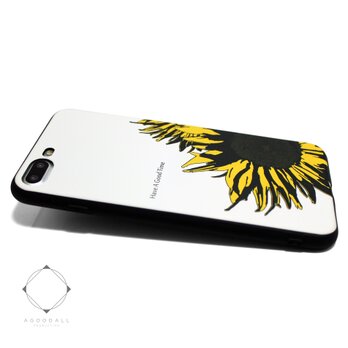 iphone7plusケース/iphone8plusカバー（5.5インチ用）レザーケースカバー（オフホワイト）ひまわり向日葵の画像