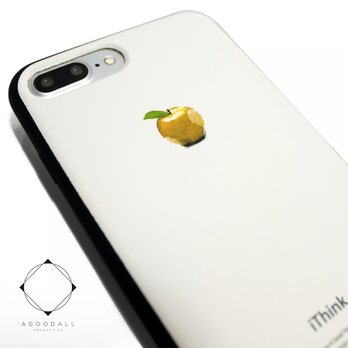 iphone7plusケース/iphone8plusケース（5.5インチ用）レザーケースカバー（オフホワイト）黄金のリンゴの画像