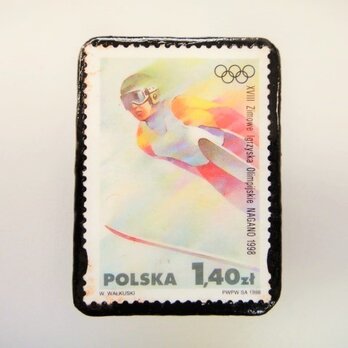 ポーランド　切手ブローチ　2216の画像