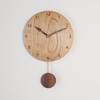 木製 振り子時計 丸型　栗材18の画像