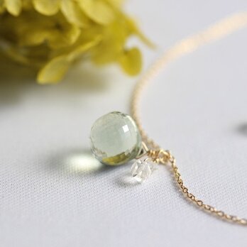 【K1０】グリーンアメジストとハーキマーダイヤモンドのネックレス　の画像