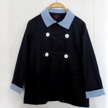 入園・入学size110～125チェック衿スプリングコートの画像