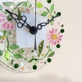 【オーダー制作】ミニ壁掛け時計（マーガレット・ピンク）の画像