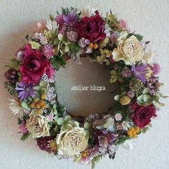 atelier BLUGRA八ヶ岳〜薔薇とキセランセマムのWreathの画像