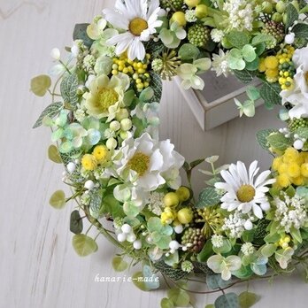 Margaret & Anemone：white & green wreathの画像