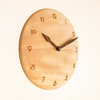 木製 掛け時計 丸 栃（トチ）材9の画像