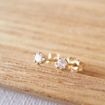 天然ダイヤモンドのスタッドピアス [極小2mm]14KGF