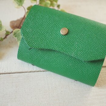 厚手本革　グリーンのカードケース　　自然な切り口の画像
