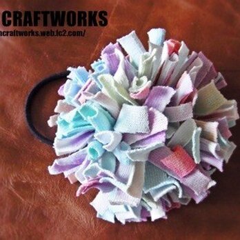 ポンポンヘアゴム / ブルー系MIX