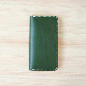 牛革 iPhone8/iPhone7カバー  ヌメ革  レザーケース  手帳型  グリーンカラーの画像