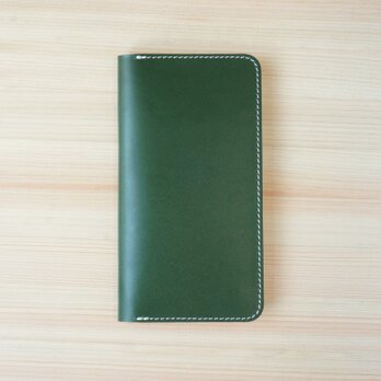 牛革 iPhone8Plus/7plus ヌメ革 レザーケース カバー    手帳型  グリーンカラーの画像