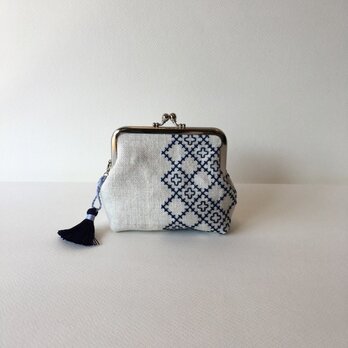 cross-stitch(ネイビー) - 10㎝がま口