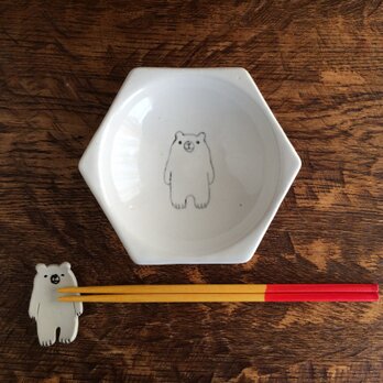 シロクマの六角深皿