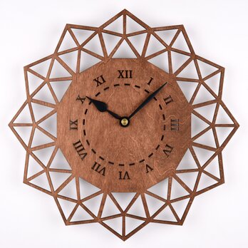 木の壁掛け時計B ペンタゴン（木製ウォールクロック）の画像