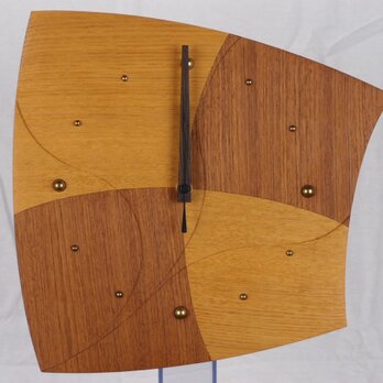 無垢の木の電波掛け時計　クッキー（タモ、チーク）の画像