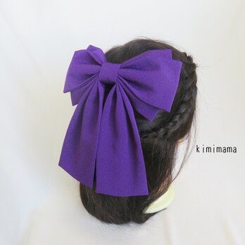 髪飾り 縮緬 Wリボンはいからさん(紫)着物・袴・浴衣・卒業式・七五三　　　　　　の画像