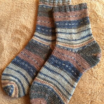 ドイツソックヤーンの手編み靴下の画像