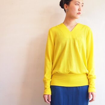 ■草木染/ウールのカラフルニット/レモンイエロー