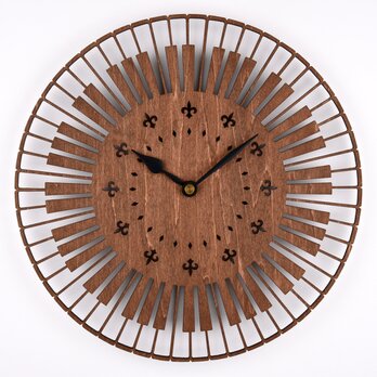 木の壁掛け時計E 鍵盤（木製ウォールクロック）の画像