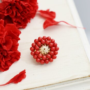 【ブローチ】アンティークレトロ・赤珊瑚　還暦祝いや母の日にも人気