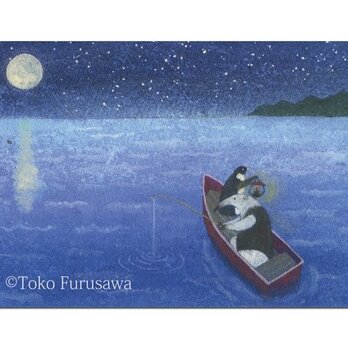 選べるポストカード（４枚）NO.24「夜釣り」の画像