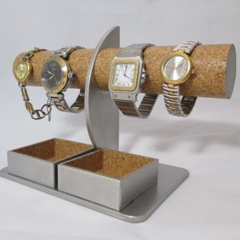 腕時計4本掛けダブル角トレイ付きハーフムーン腕時計スタンド　ak-designの画像