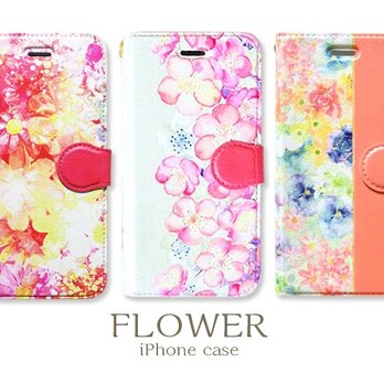 〈手帳型〉お花のiPhoneケースの画像