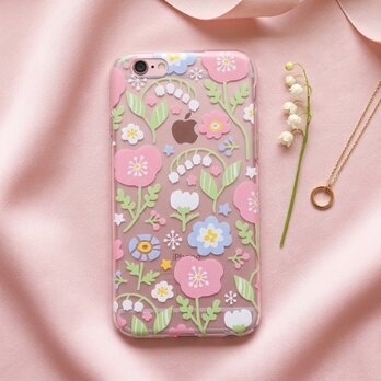 ＜Androidハード＞クリアスマホケース【春待ちパステルフラワー＊Pink】