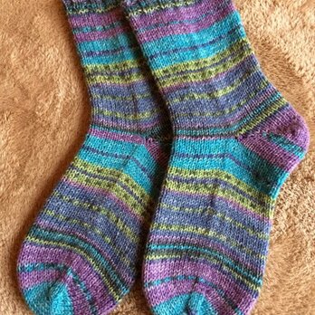 ドイツソックヤーンの手編み靴下 遠雷グリッターの画像