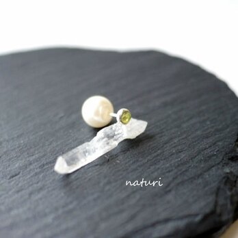 【noix】sv925 peridot pierce with pearl catch (1pc)の画像