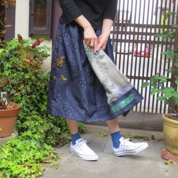 着物リメイク☆母の日のプレゼントに♪シックな巻きスカート風76㎝の画像