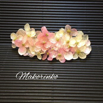 再販　ハラハラ 桜色の紫陽花バレッタピンの画像