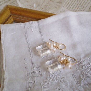 ◆14KGF◆　クオーツとパールのピアス