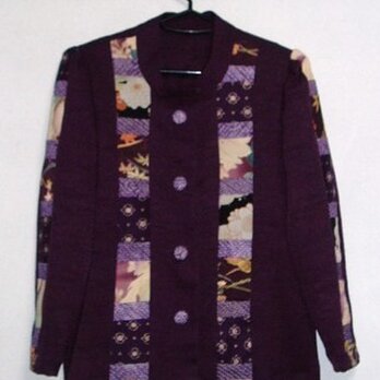 着物リメイク♪紫パッチブラウスジャケット♪ハンドメイドの画像