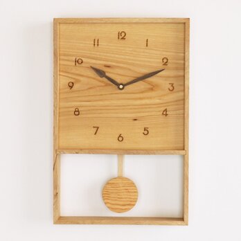 木製 箱型 振り子時計　樫材3の画像